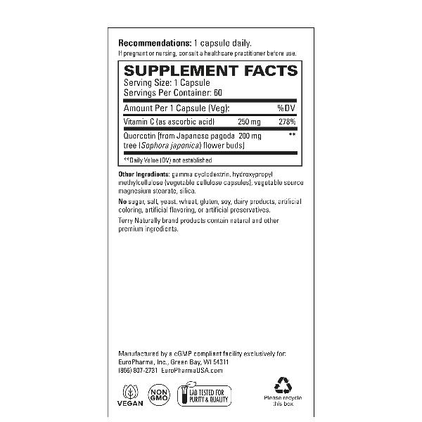 Quercetin with Vitamin C Extra Strength 60 Capsules - Image 2